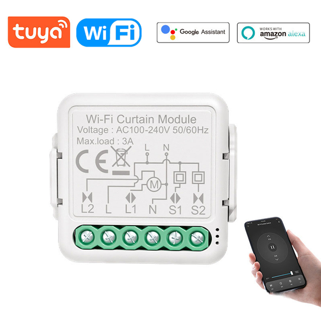Tuya WiFi Intelligent Curtain Switch Module Intelligent Home Modification Module Mobilephone APP Remotes Control Voice C