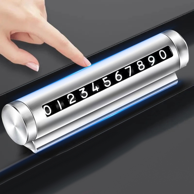 Metal Car Temporary Parking Card Universal Rotate Phone Number Plate Aluminum Stickers Park Stop In Car-styling Auto Accessories