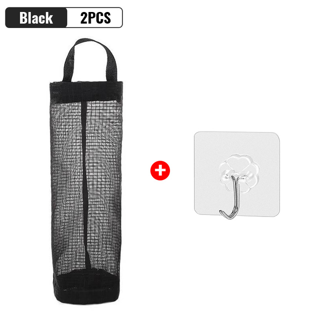 Grocery Bag Storage Wall Mount Mesh Plastic Bags Dispenser Hanging Reused Storage Pouch Trash Bags For Home Kitchen Organizer