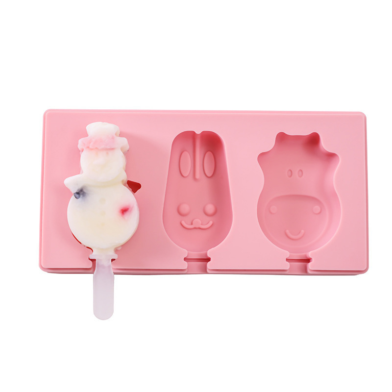 Popsicle old With Lid Sticks Ice Cream Mold Tray Silicone DIY Kitchen Accessories Fruit Animal Shape Kitchen Gadget Pastry Mold