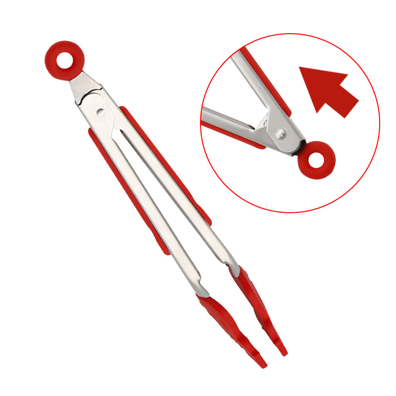 Christmas Silicone Food Tong Stainless Steel Clamp Barbecue Grill BBQ Kitchen Gadgets Salad Bread Clip Meat Tongs Kitchen Access