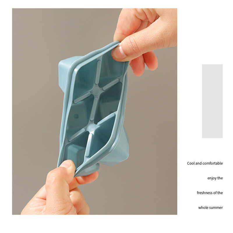 Ice Cube Maker With Lid 6 Grid Fruit Ice Cube Tray Soft Bottom Silicone Molds Kitchen Accessories DIY Kitchen Gadget