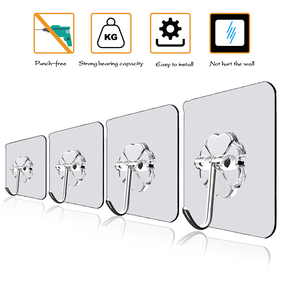 20/10 Pcs Hooks Transparent Strong Self Adhesive Door Wall Hangers Hooks Suction Heavy Load Rack Cup Sucker for Kitchen Bathroom