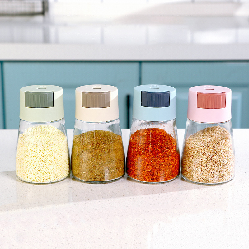 Quantitative Salt Shaker Push Type Salt Dispenser Salt Tank Sugar Bottle Spice Pepper Salt Shaker SpiceJar Can Seasoning Bottle