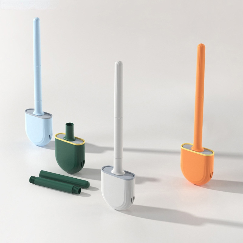 Breathable Toilet Brush Water Leak Proof With Base Silicone Wc Flat Head Flexible Soft Bristles Brush Household Cleaning Tools