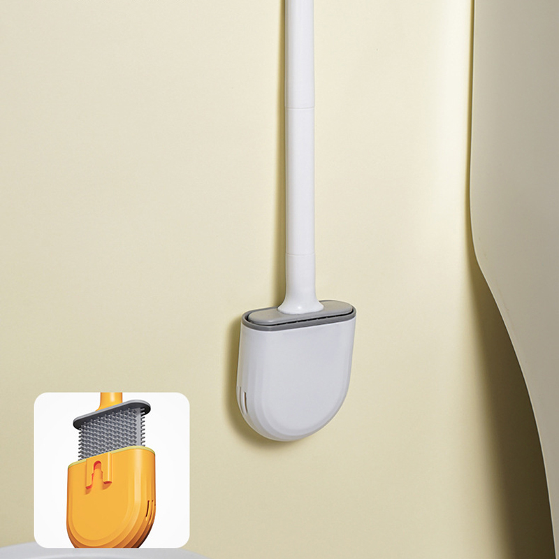 Breathable Toilet Brush Water Leak Proof With Base Silicone Wc Flat Head Flexible Soft Bristles Brush Household Cleaning Tools