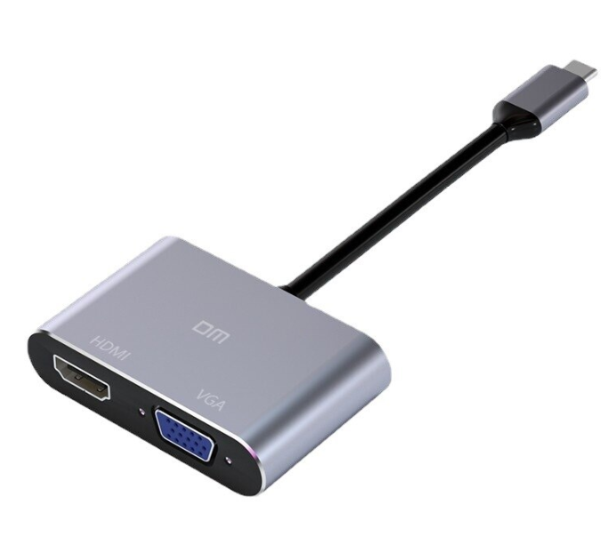 HD Expansion Dock Metal Interface Type-c To HDMI-compatible+VGA USB3.0 USB-c Notebook Four-in-one Converter Docking Station Converter Adapter Type-c
