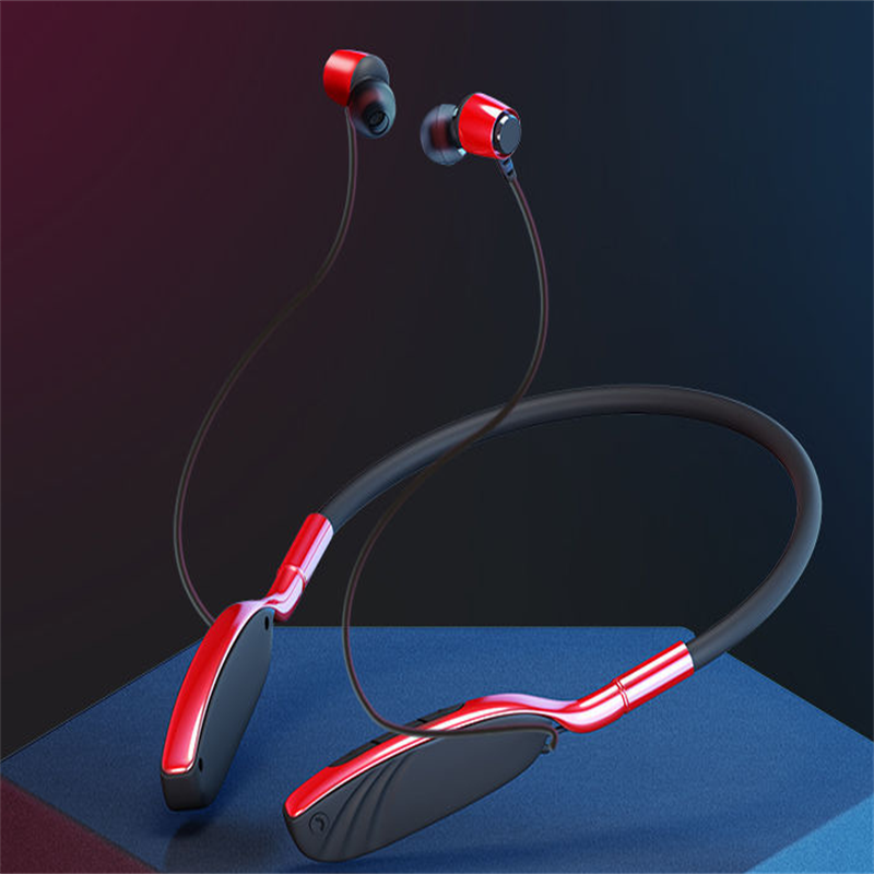 New style Bluetooth headset Wireless Hanging Neck Metal Sports Earphone Bluetooth 5.0 Stereo Subwoofer Magnetic Headphone with Microphone Sweat Proof