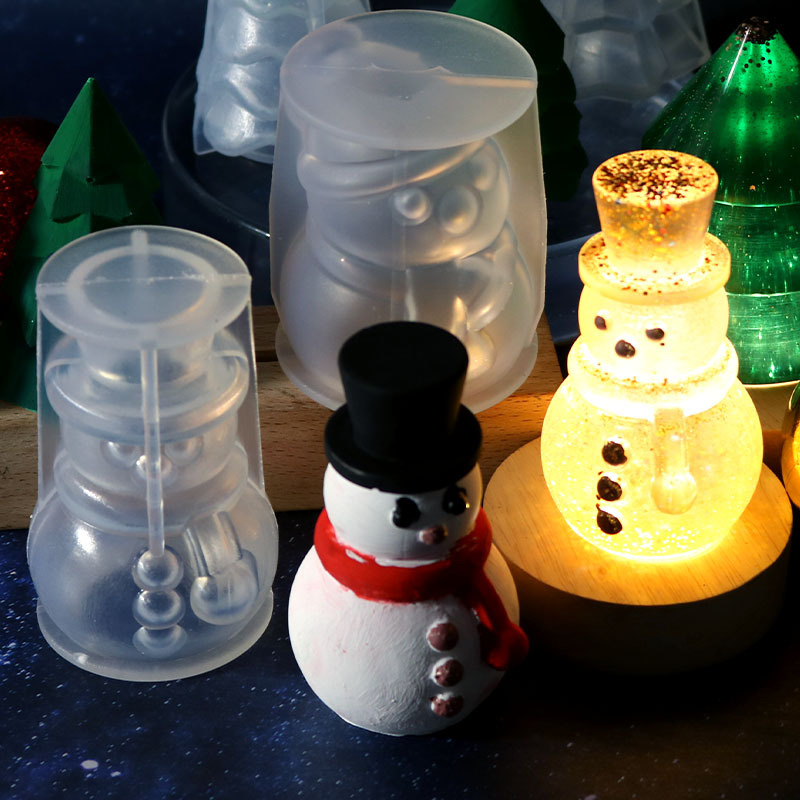 Christmas Tree Shape Silicone Molds Snowman Candle Resin Mold DIY Aromatherapy Soap Mold Fondant Cake Mould Decorations