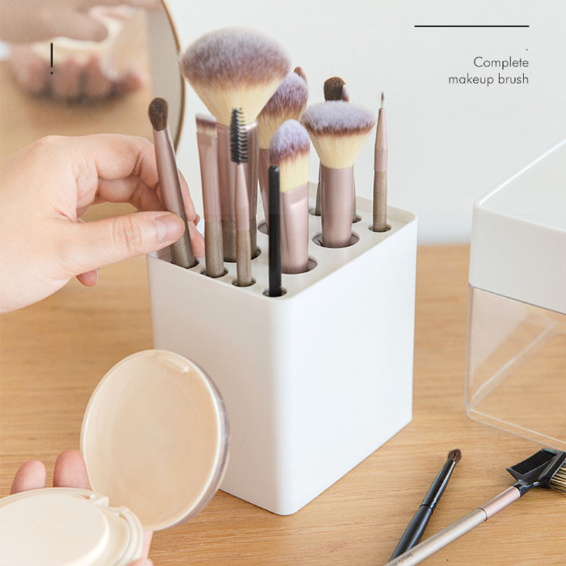 12 Holes Makeup Brush Holder Square Organizer Multi-function Rack Painting Brush Stand For Cosmetics Drying Pen Holder For Desk