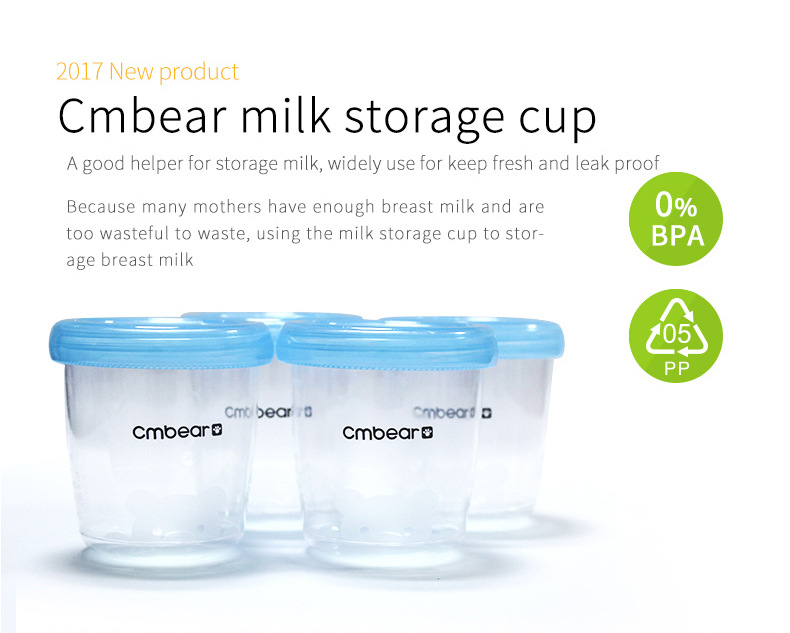 4 Pieces/Set 180ml Breast Milk Storage Bottle Wide Neck Infant Newborn Food Freezer Fresh Cup BPA