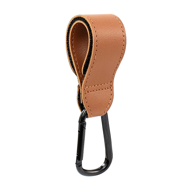 2pcs PU Leather Baby Bag Stroller Hook Accessories 360 Degree Rotatable Velcro Cart Organizer Hook Stroller hanger