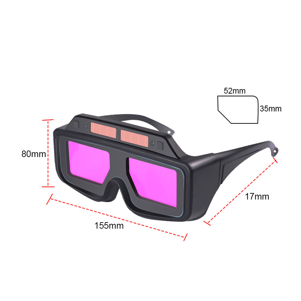 Large Window Auto Color-changing Welding Goggles Soldering Glasses Argon Arc Anti-glare Glasses 2 Photoreceptor Solar Powered