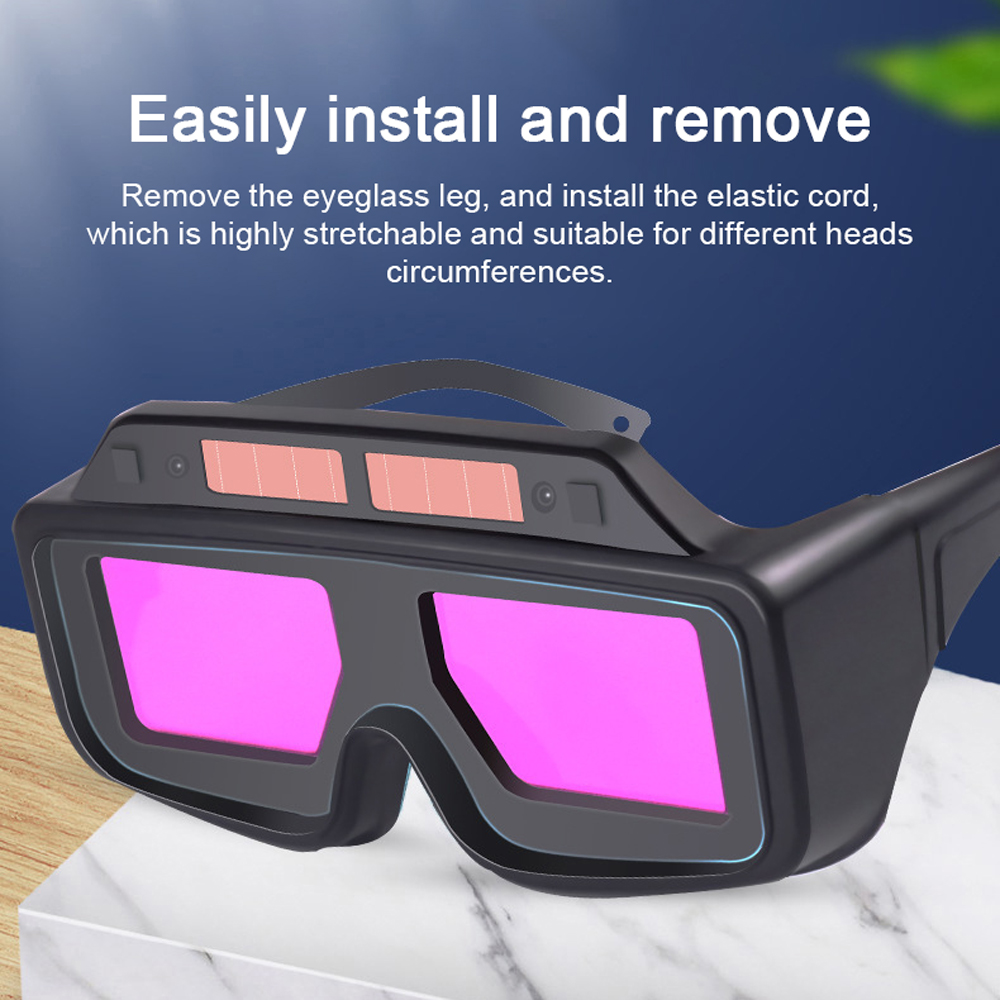 Large Window Auto Color-changing Welding Goggles Soldering Glasses Argon Arc Anti-glare Glasses 2 Photoreceptor Solar Powered