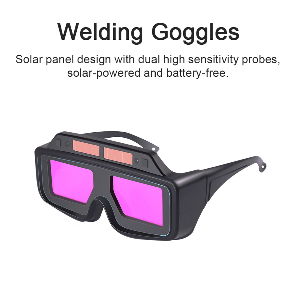 Large Window Auto Color-changing Welding Goggles Soldering Glasses Argon Arc Anti-glare Glasses 2 Photoreceptor Solar Powered