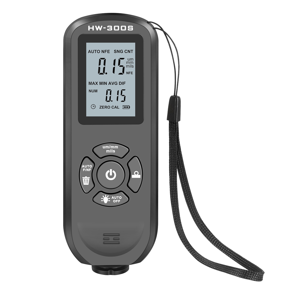 HW-300S Coating Thickness Gauge High Accurancy Digital Paint Film Thickness Tester LCD Backlight Display Thickness Measure Tool