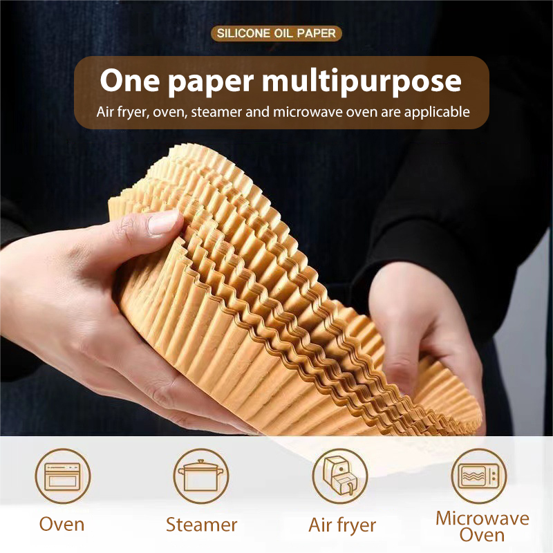 Household food pad paper kitchen Air Fryer Disposable Paper Liner Non-Stick Mat Steamer Round Paper Baking Mats Kitchen AirFryer Baking Accessories