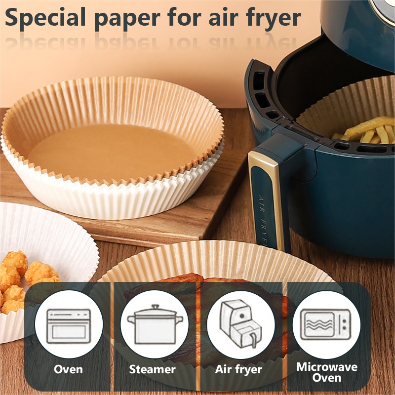 Household food pad paper kitchen Air Fryer Disposable Paper Liner Non-Stick Mat Steamer Round Paper Baking Mats Kitchen AirFryer Baking Accessories