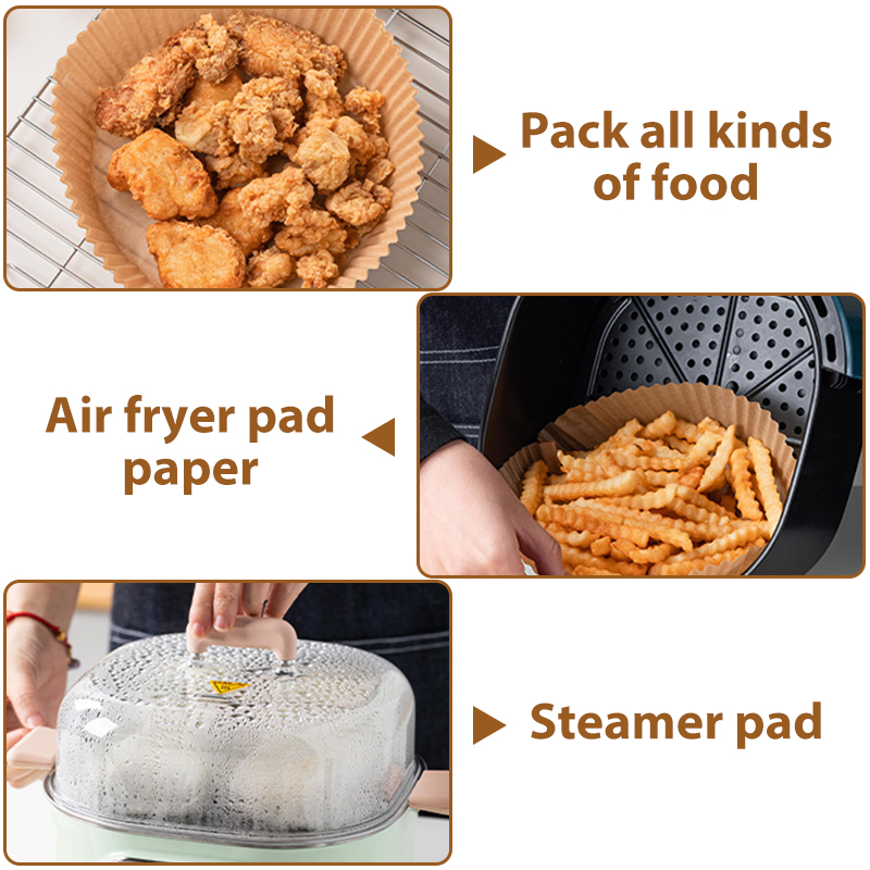 Household food pad paper kitchen Air Fryer Disposable Paper Liner Non-Stick Mat Steamer Round Paper Baking Mats Kitchen AirFryer Baking Accessories