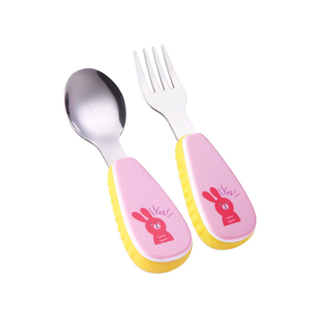 2020NEW  Baby Feeding Spoon Fork Set Stainless Steel Toddler Infant Tableware Flatware Kids Cutlery with Ant-Dust Box