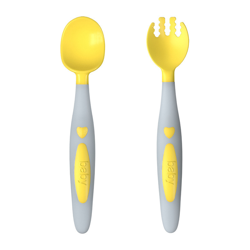 Spoon For Baby Utensils Set Auxiliary Food Silicone Gel Spoon Baby Learn To Eat Training Bendable Soft Spoon Children Tableware