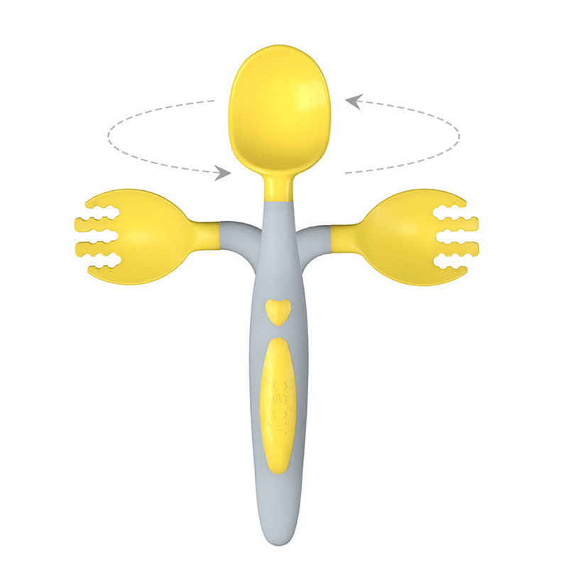 Spoon For Baby Utensils Set Auxiliary Food Silicone Gel Spoon Baby Learn To Eat Training Bendable Soft Spoon Children Tableware