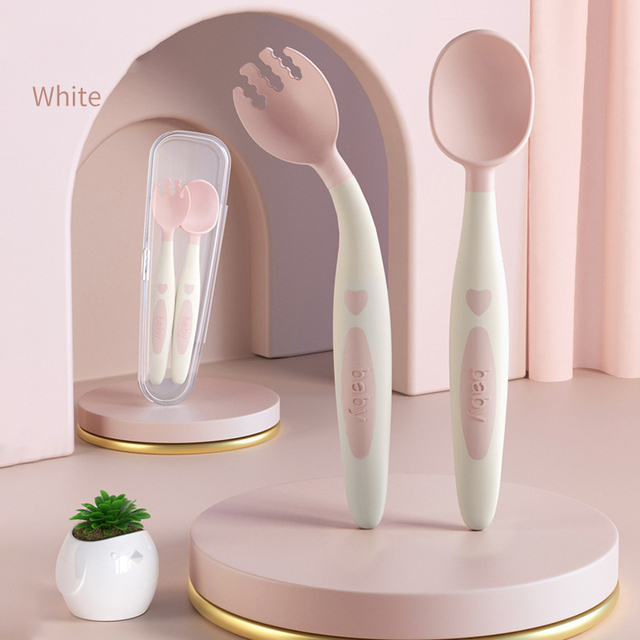 Spoon For Baby Utensils Set Auxiliary Food Silicone Gel Spoon Baby Learn To Eat Training Bendable Soft Spoon Children Tableware