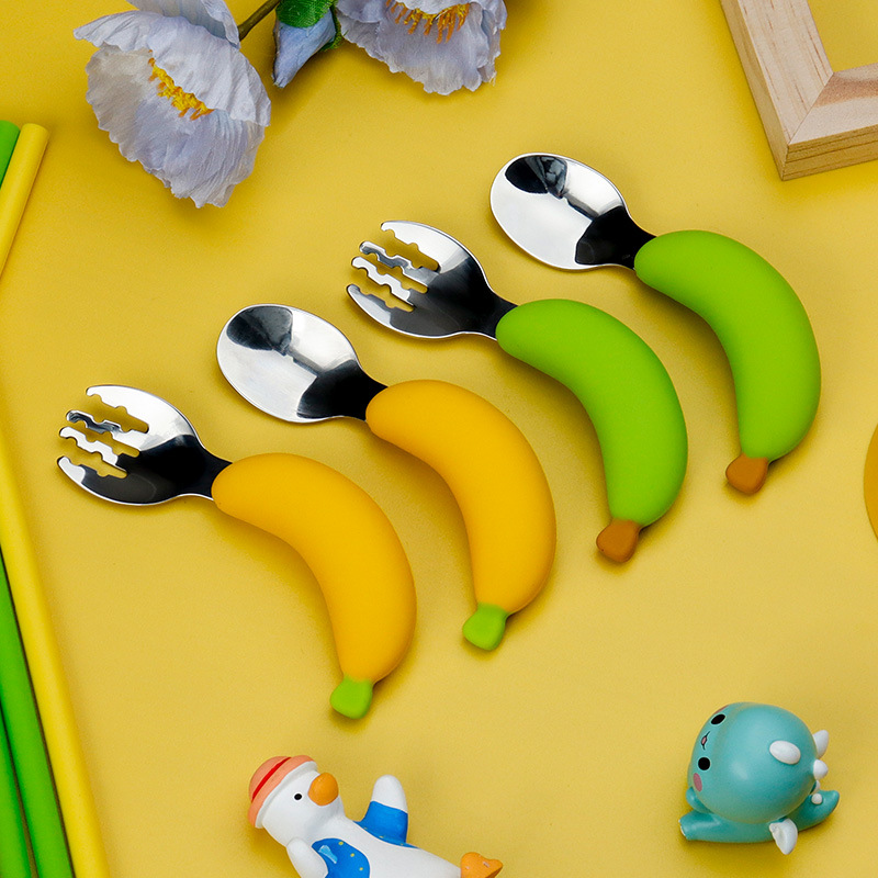 Tableware Cartoon Kids Spoon Fork Set Dessert Spoon for Children Fork Baby Gadgets Feed Kid Children's Cutlery for Kids