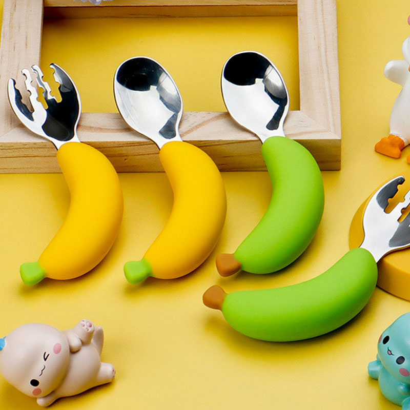 Tableware Cartoon Kids Spoon Fork Set Dessert Spoon for Children Fork Baby Gadgets Feed Kid Children's Cutlery for Kids