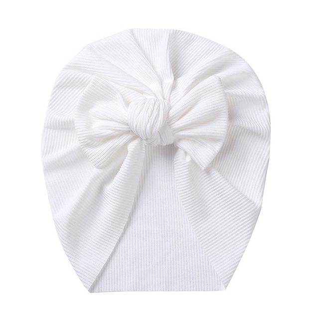 Elastic Baby Turban Hat Bowknot Soft Cotton Kids Baby Girl Hats Solid Color Newborn Cap Bonnet Spring Autumn Children Caps