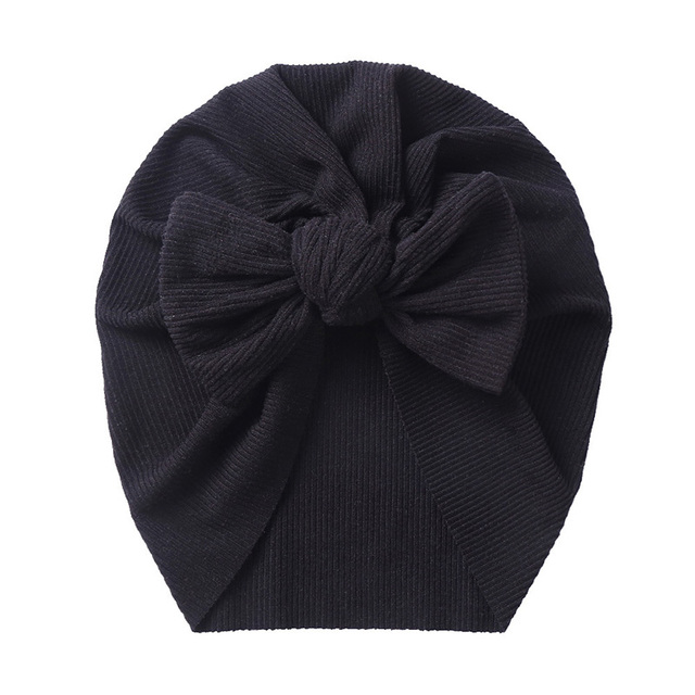 Elastic Baby Turban Hat Bowknot Soft Cotton Kids Baby Girl Hats Solid Color Newborn Cap Bonnet Spring Autumn Children Caps