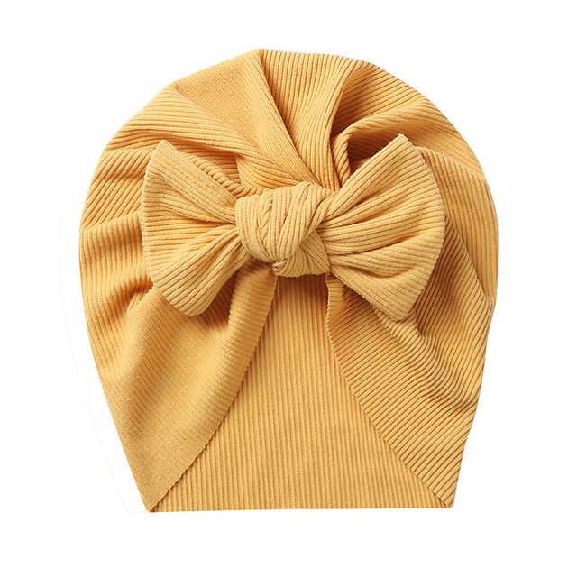 Elastic Baby Turban Hat Bowknot Soft Cotton Kids Baby Girl Hats Solid Color Newborn Cap Bonnet Spring Autumn Children Caps