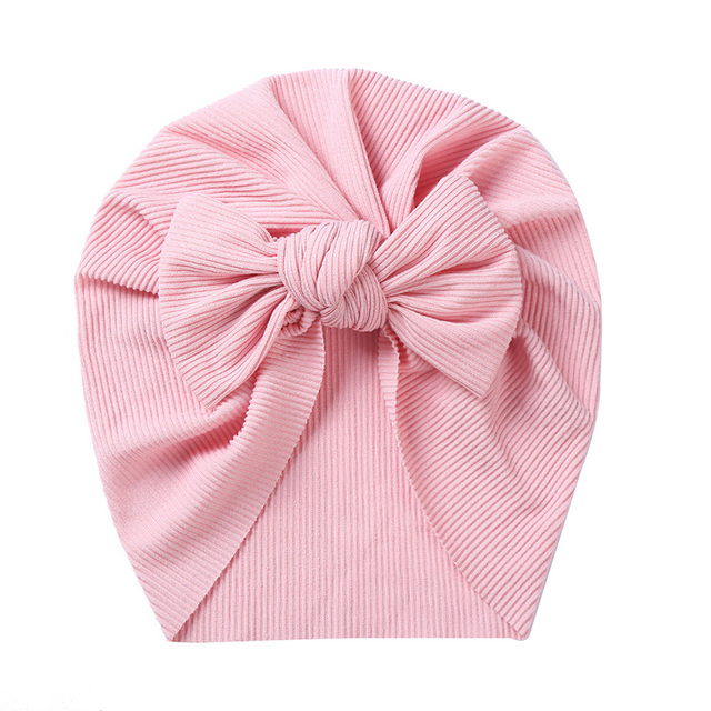 Elastic Baby Turban Hat Bowknot Soft Cotton Kids Baby Girl Hats Solid Color Newborn Cap Bonnet Spring Autumn Children Caps
