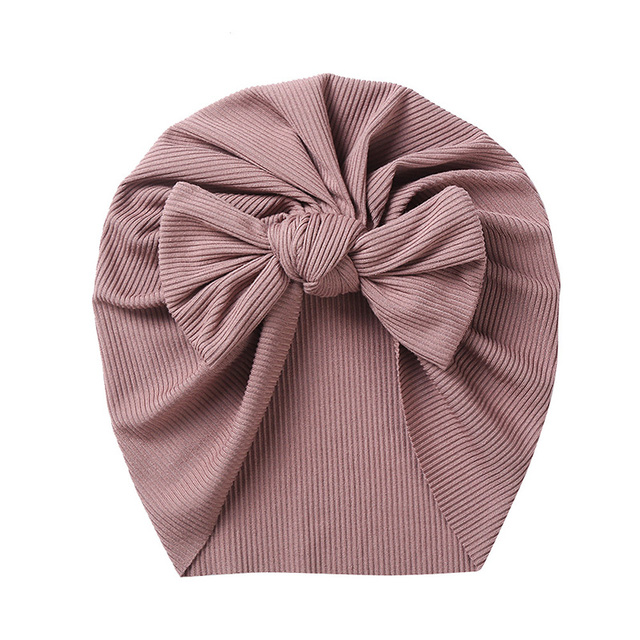 Elastic Baby Turban Hat Bowknot Soft Cotton Kids Baby Girl Hats Solid Color Newborn Cap Bonnet Spring Autumn Children Caps