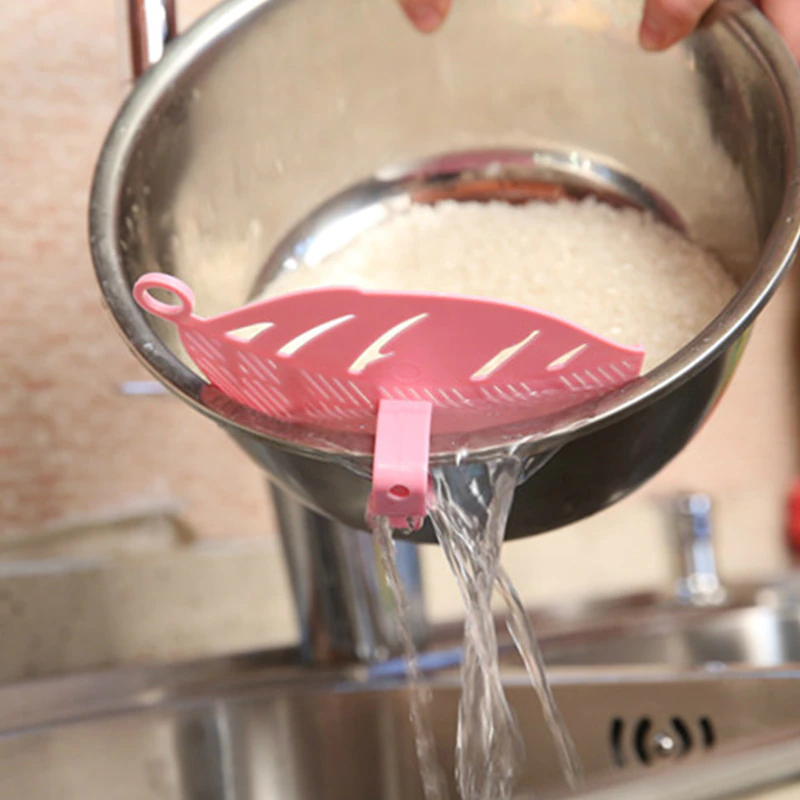 Kitchen Accessories Wash Rice Sieve Clean Cooking Tools White Durable Leaf Shape Creative Designed Rice Cleaning Clips Pink Kitchen Gadgets Green Blue Color