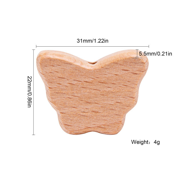 Baby Wooden Teether Animal Beads Beech Rodent Star DIY Pacifier Chain Teething Bracelet Accessories Montessori Newborn Gift