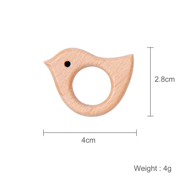 Baby Wooden Teether Animal Beads Beech Rodent Star DIY Pacifier Chain Teething Bracelet Accessories Montessori Newborn Gift