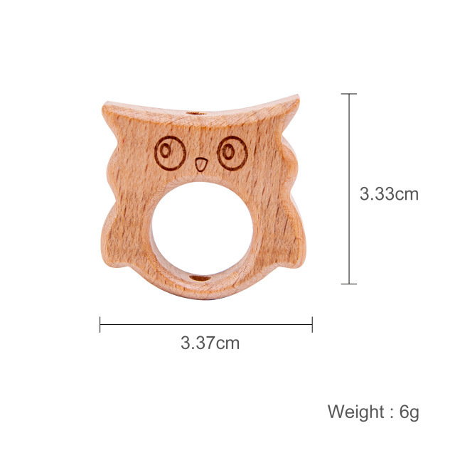 Baby Wooden Teether Animal Beads Beech Rodent Star DIY Pacifier Chain Teething Bracelet Accessories Montessori Newborn Gift