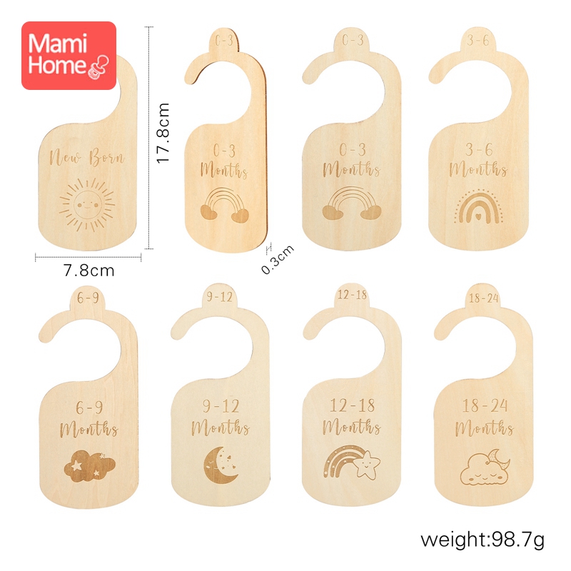 7Pcs Wooden Baby Closet Dividers Clothes Organizers Newborn Growth Remembrance for Newborn to Toddler Girl Boy Baby Goods