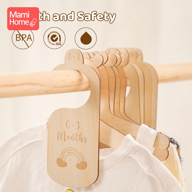 7Pcs Wooden Baby Closet Dividers Clothes Organizers Newborn Growth Remembrance for Newborn to Toddler Girl Boy Baby Goods
