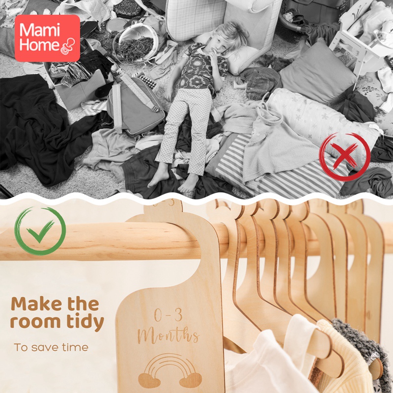 7Pcs Wooden Baby Closet Dividers Clothes Organizers Newborn Growth Remembrance for Newborn to Toddler Girl Boy Baby Goods