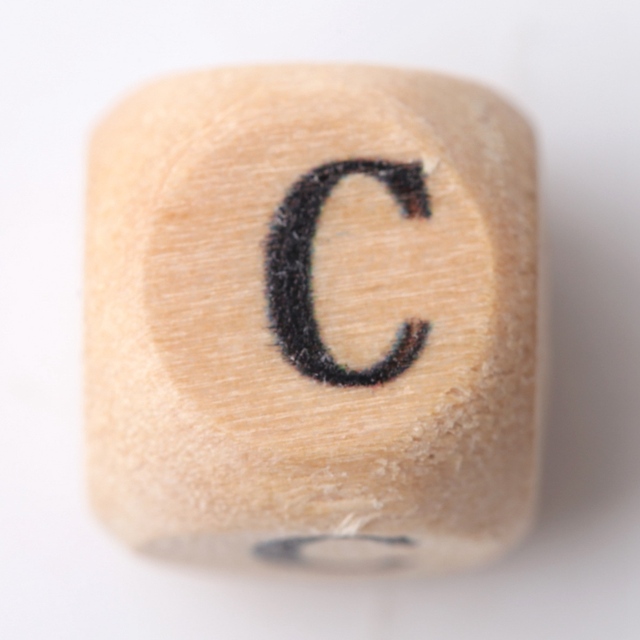 15PCS  Baby Wooden Teether English Letter Beads Food Grade Wood Teether 15PCS 12MM DIY Nursing Necklace Children'S Goods Toys