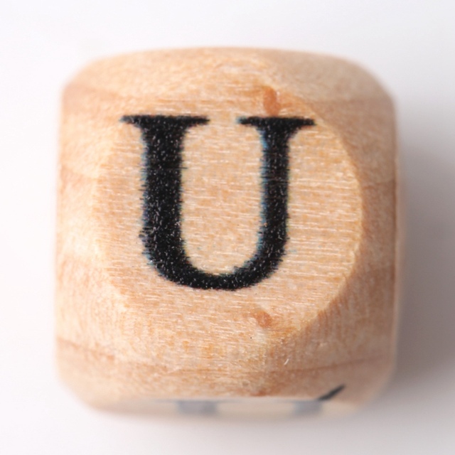 15PCS  Baby Wooden Teether English Letter Beads Food Grade Wood Teether 15PCS 12MM DIY Nursing Necklace Children'S Goods Toys
