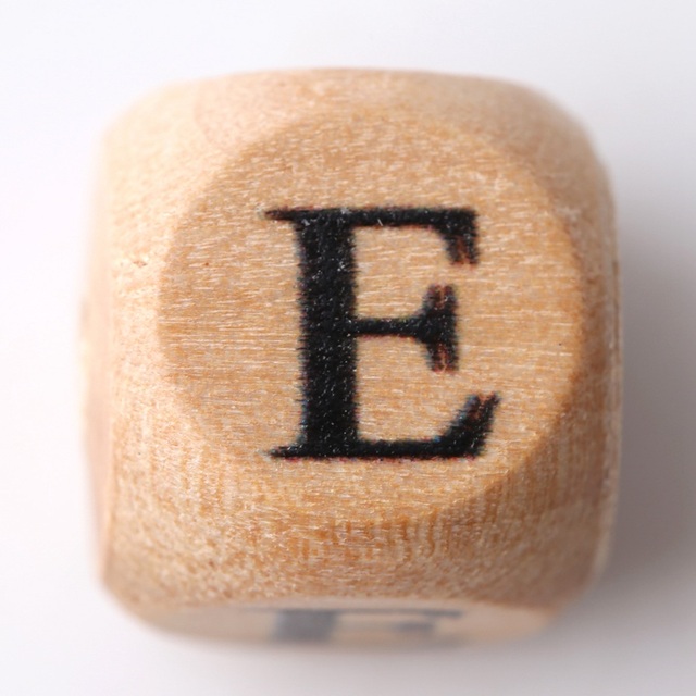 15PCS  Baby Wooden Teether English Letter Beads Food Grade Wood Teether 15PCS 12MM DIY Nursing Necklace Children'S Goods Toys