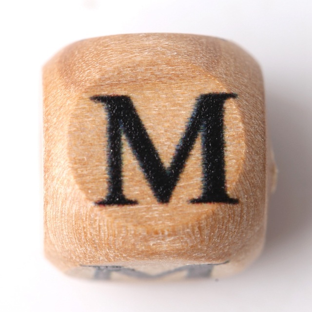 15PCS  Baby Wooden Teether English Letter Beads Food Grade Wood Teether 15PCS 12MM DIY Nursing Necklace Children'S Goods Toys