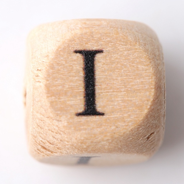 15PCS  Baby Wooden Teether English Letter Beads Food Grade Wood Teether 15PCS 12MM DIY Nursing Necklace Children'S Goods Toys