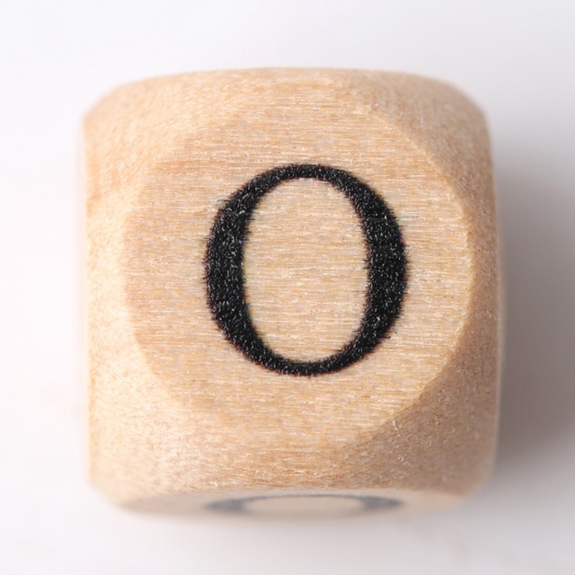 15PCS  Baby Wooden Teether English Letter Beads Food Grade Wood Teether 15PCS 12MM DIY Nursing Necklace Children'S Goods Toys