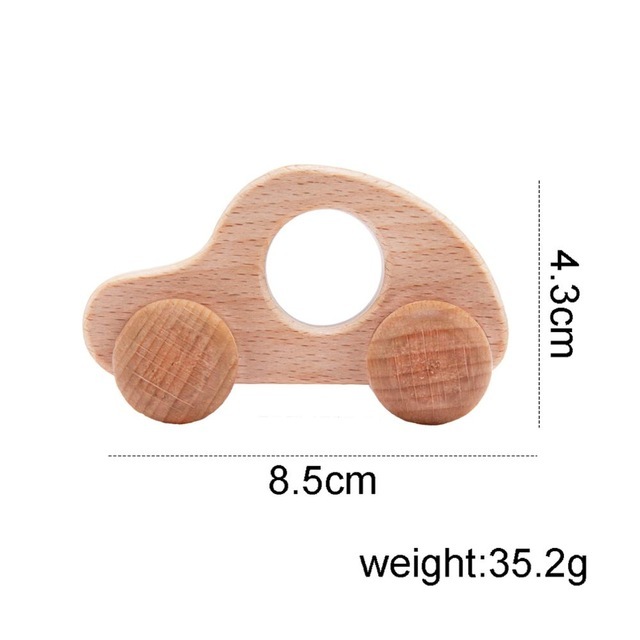 1pc Wooden Car Baby Toys BPA Free Beech Wood Teether Cartoon Organic Wooden Car Montessori Toys For Children Teething Nurse Gift