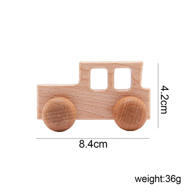 1pc Wooden Car Baby Toys BPA Free Beech Wood Teether Cartoon Organic Wooden Car Montessori Toys For Children Teething Nurse Gift