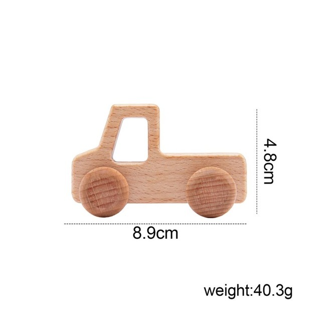 1pc Wooden Car Baby Toys BPA Free Beech Wood Teether Cartoon Organic Wooden Car Montessori Toys For Children Teething Nurse Gift